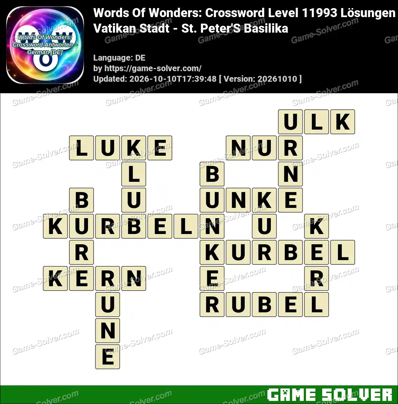 Words Of Wonders: Crossword Level 11993 Lösungen – Vatikan Stadt – St. Peter’S Basilika